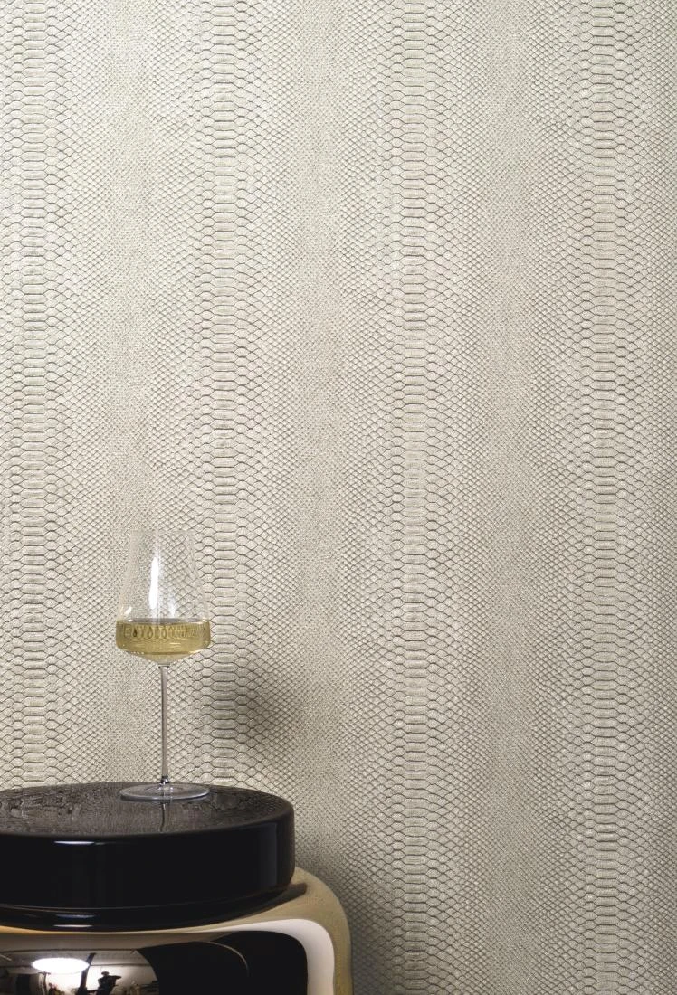 Dieter Langer Tapete Vlies Schlange Creme Metallic 58840 4 Dieter Langer Tapete Vlies Schlange Creme Metallic 58840 – Bild 2