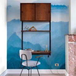 Digitaldruck Landschaft Berge Blau Weiß Petrol ML1101