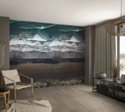 Fototapete Digitaldruck Strand Wellen Schwarz Weiß 32546