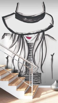 Fototapete Rasch Kruth Design Dame Weiß Schwarz 100877