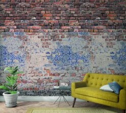 Fototapete Vlies Stein-Mauer Ornamente Rot-braun 47253