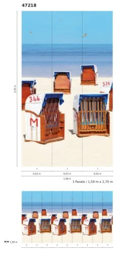 Fototapete Vlies Strand-Körbe See Blau Braun Beige 47218 -A Creation Geschaft Fototapete Vlies Strand Koerbe See blau braun beige 47218 63210669 2