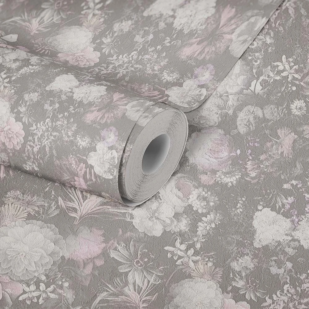 Tapete Vlies Blüten Blumen Floral Grau Rosa 38095-4 3 Tapete Vlies Blüten Blumen Floral Grau Rosa 38095-4