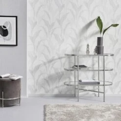 Tapete Vlies ELLE Blätter Floral Grau Glitzer 10207-31