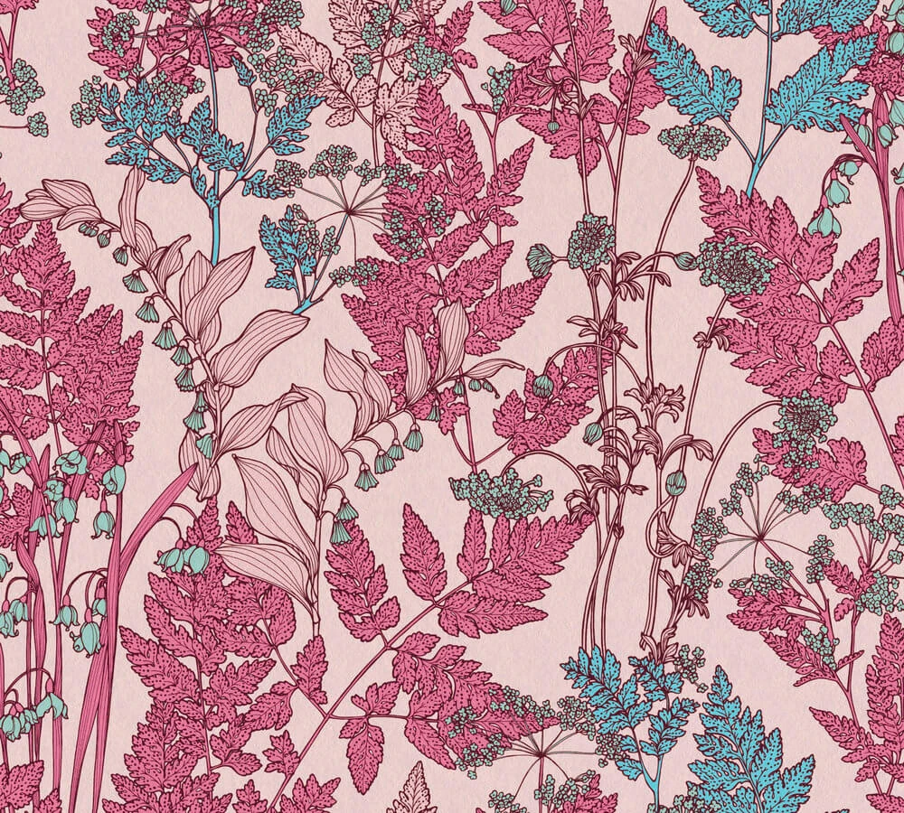 Tapete Vlies Floral Blumen Rosa Pink Blau 37751-8 4 Tapete Vlies Floral Blumen Rosa Pink Blau 37751-8 – Bild 2
