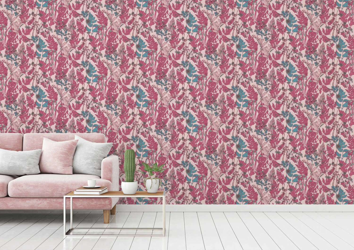 Tapete Vlies Floral Blumen Rosa Pink Blau 37751-8 7 Tapete Vlies Floral Blumen Rosa Pink Blau 37751-8 – Bild 5