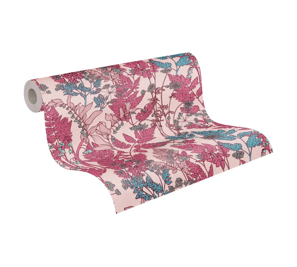 Tapete Vlies Floral Blumen Rosa Pink Blau 37751-8 3 Tapete Vlies Floral Blumen Rosa Pink Blau 37751-8
