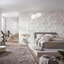 Vliestapete Elle Blattmuster Weiß Grau Silber 10332-10 -A Creation Geschaft Vliestapete Elle Blaetter Weiss Grau Silber 10332 10 63216403 3