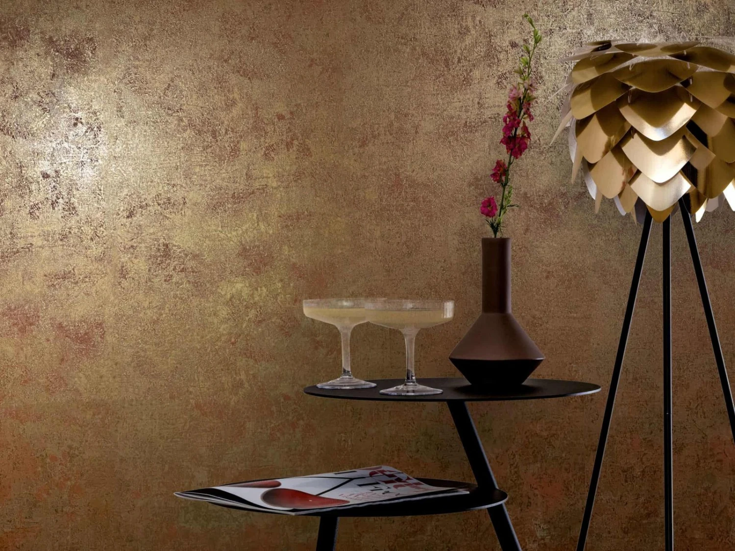 Vliestapete Putz Patina Rotbraun Gold Metallic 77706 3 Vliestapete Putz Patina Rotbraun Gold Metallic 77706