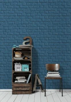 Vliestapete Steinmauer Blau 36912-3 -A Creation Geschaft Vliestapete Stein Mauer blau 36912 3 191312